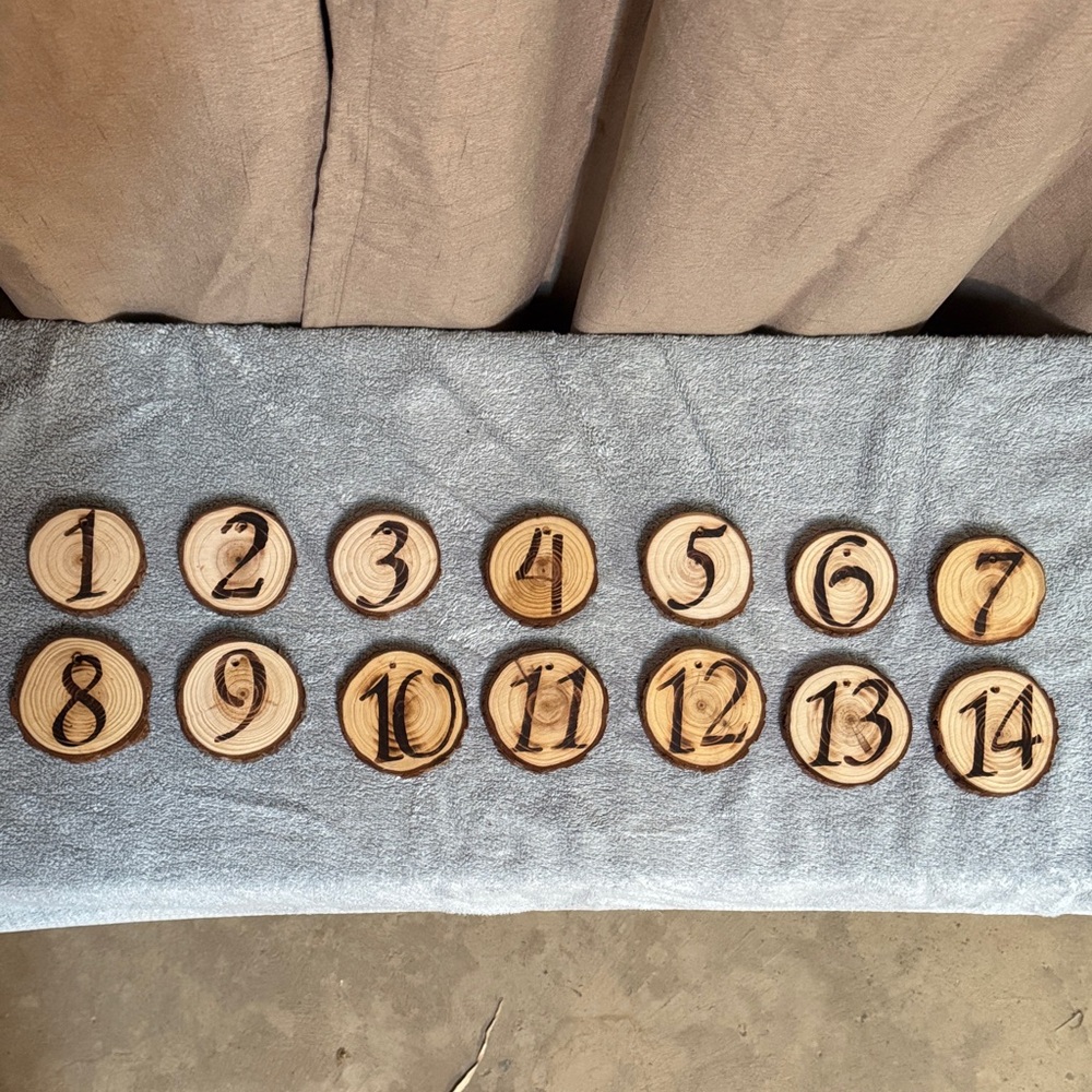 Rustic Wooden Table Number Set
